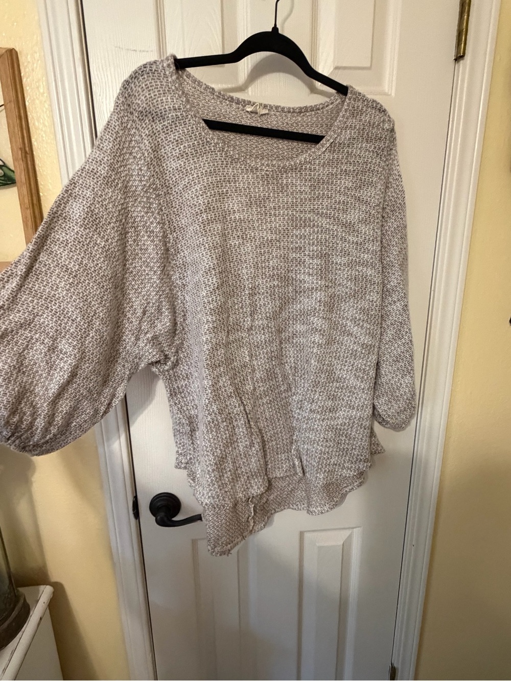 Peach Love California Scoop Neck Knit Sweater - Light Gray